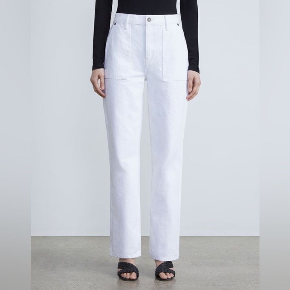 Lafayette 148 NWT DENIM WYTHE JEAN in White Size 32
